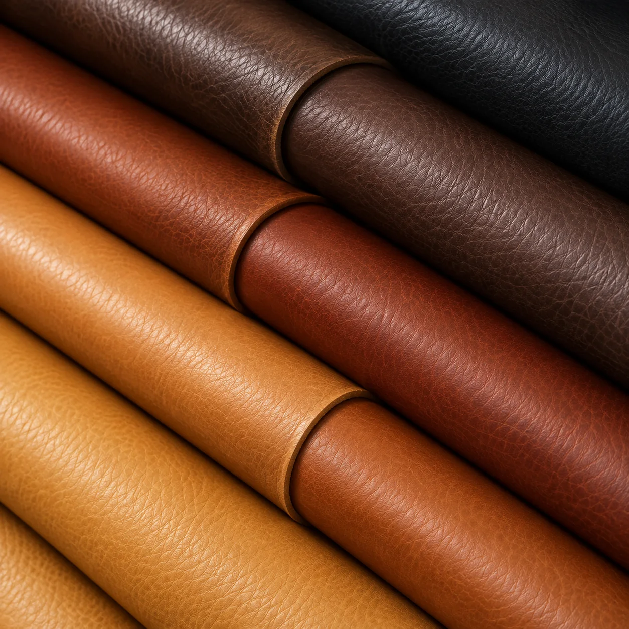 Rolls of leather dye colors ready for restoration