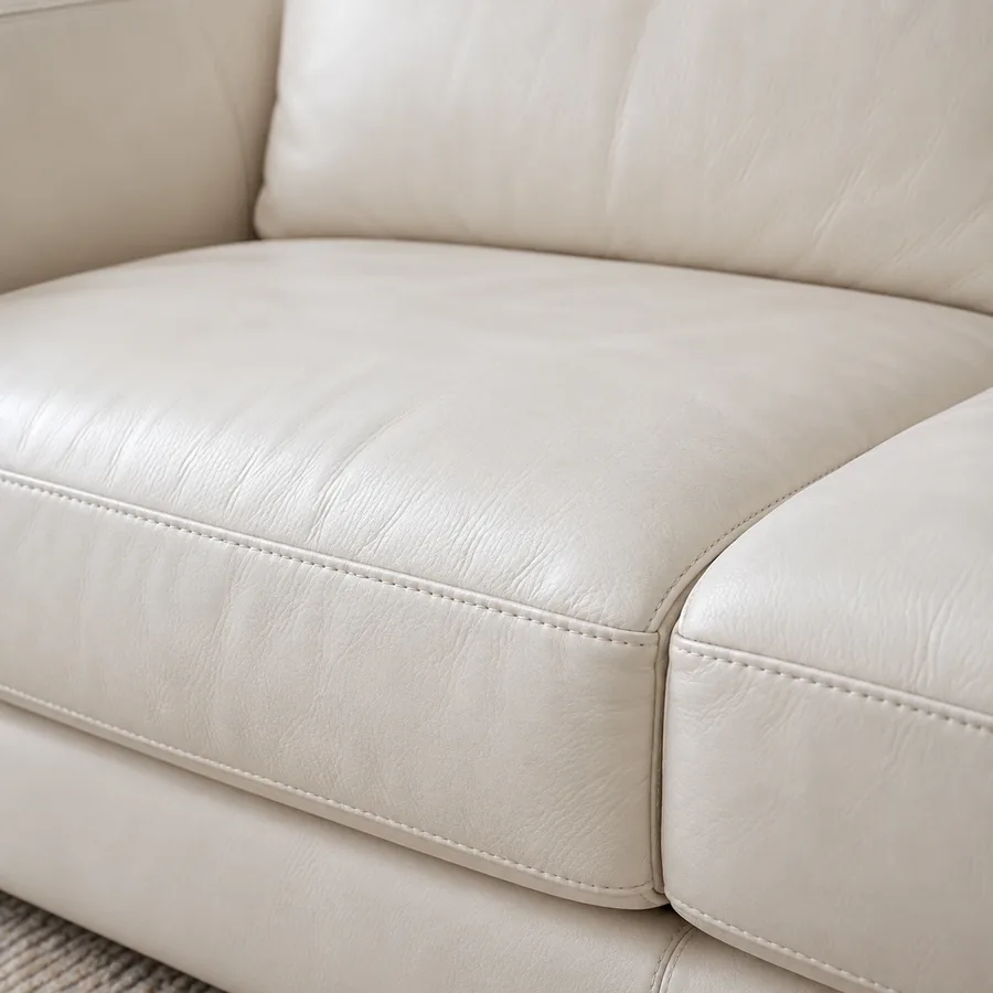Cream leather back cushion with an even surface