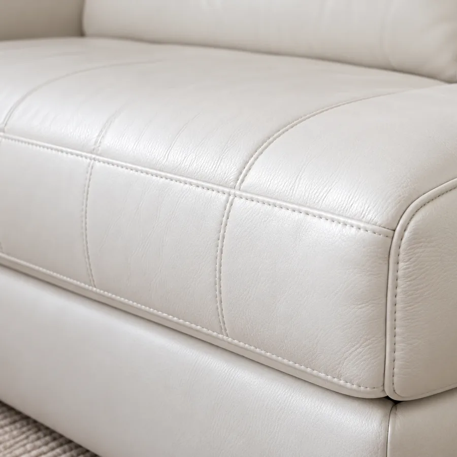 Cream leather front edge after refinishing