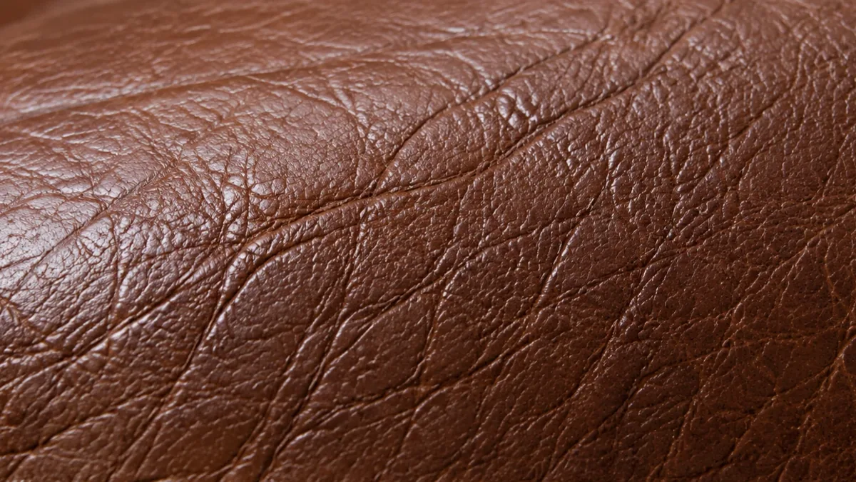 Supple conditioned leather grain up close