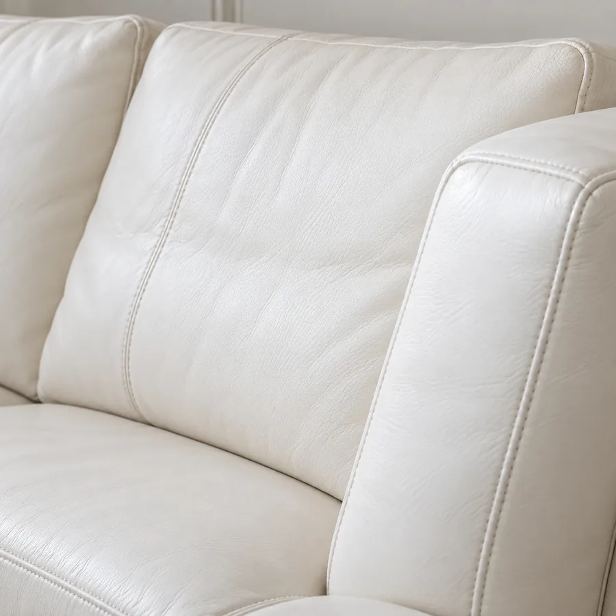 Cream leather back cushion after refinishing