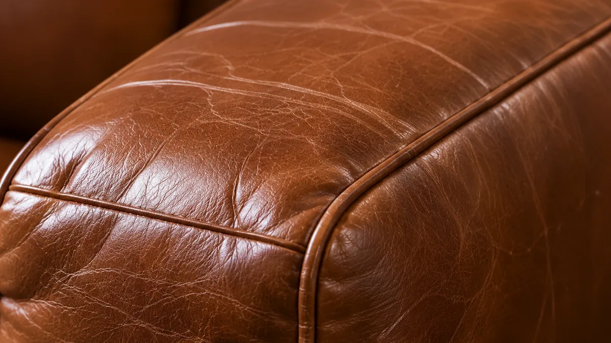 Supple brown leather arm after conditioning