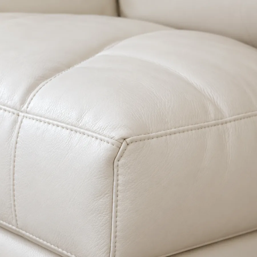 Cream leather seat after refinishing