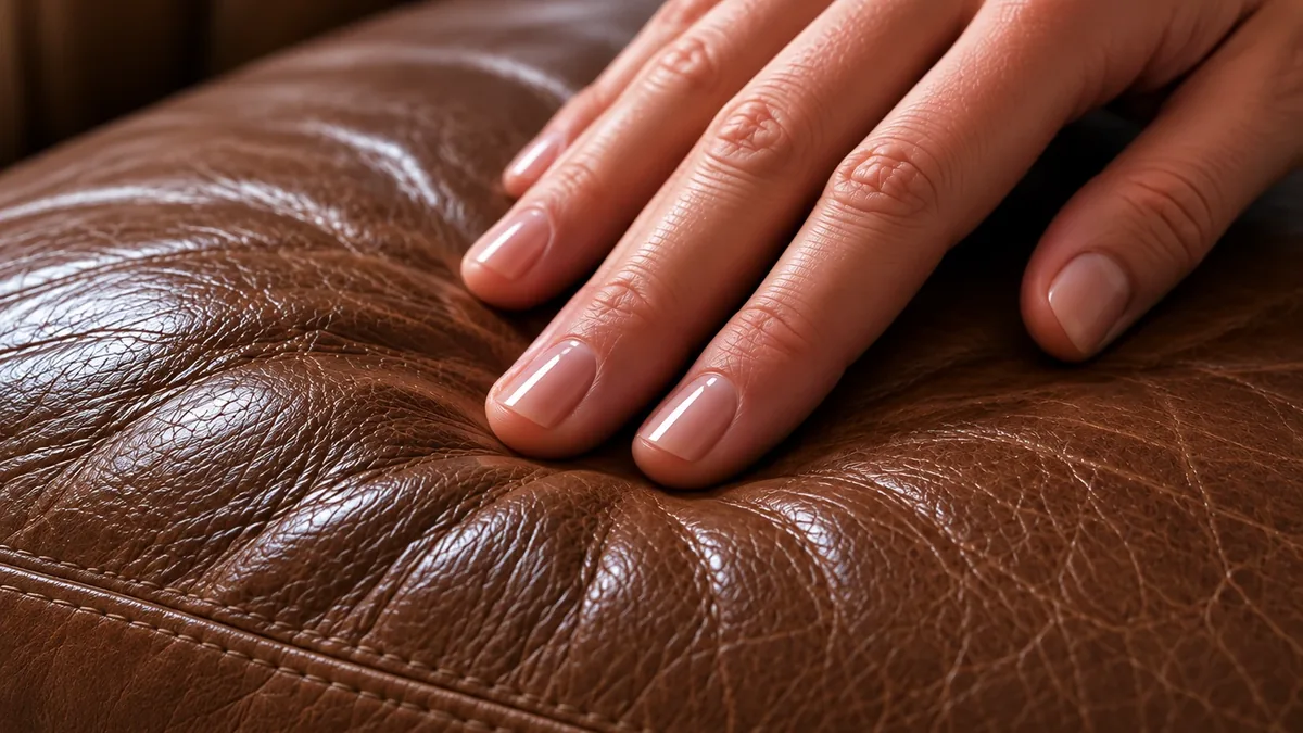 Hand pressing leather fed in several passes