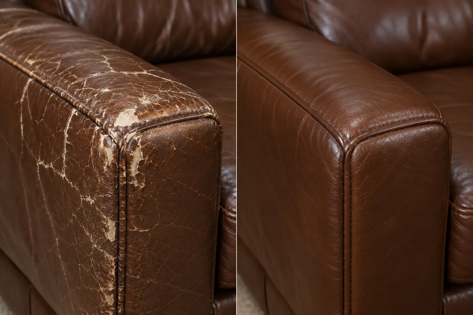 Flaking arm corner, before and after