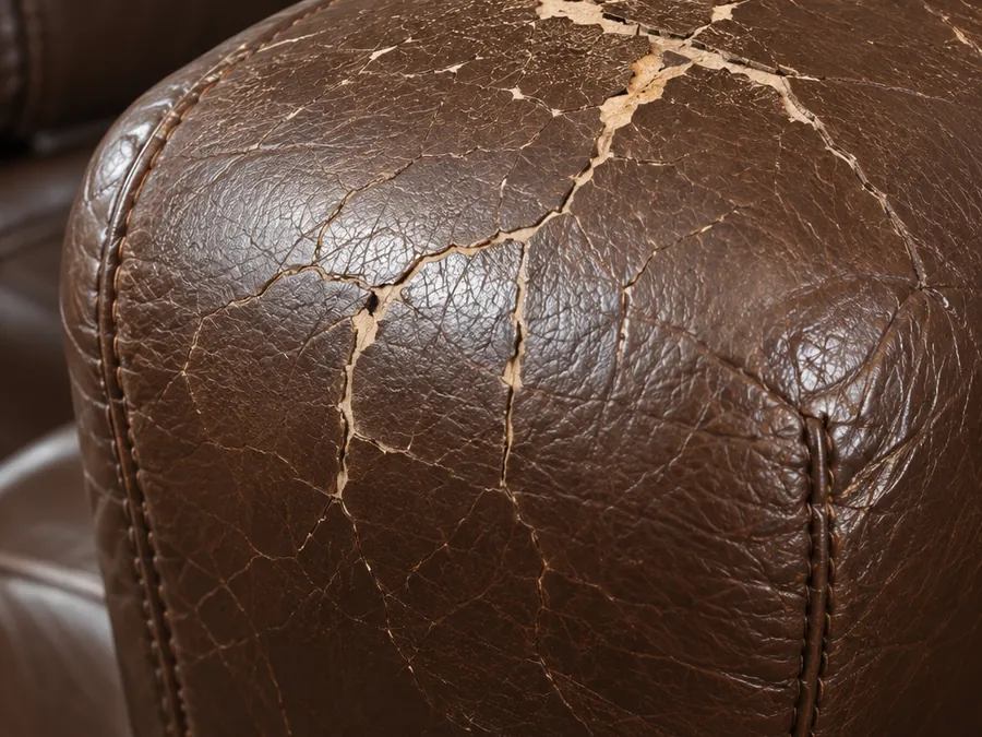 Cracks across the top of a leather arm