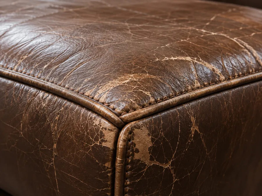 Cracking along leather seams and piping