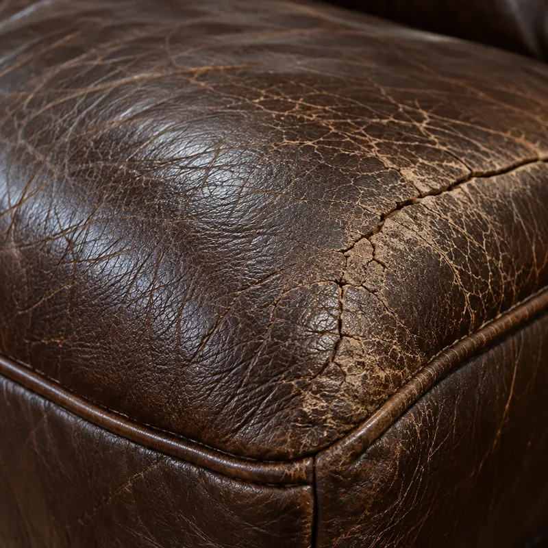 Leather cracked from age and dryness