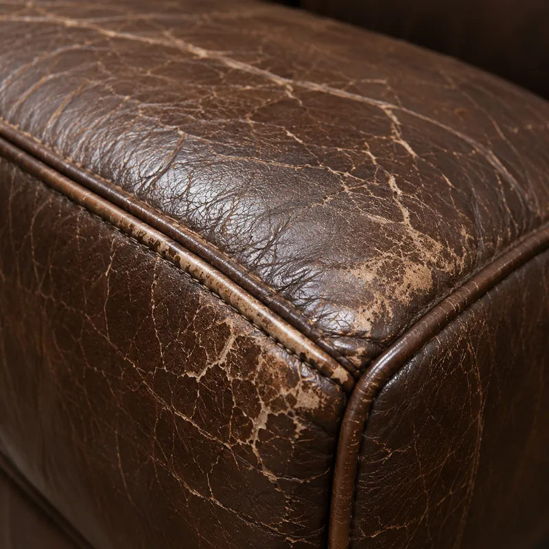 Dry crazing across an unused leather panel