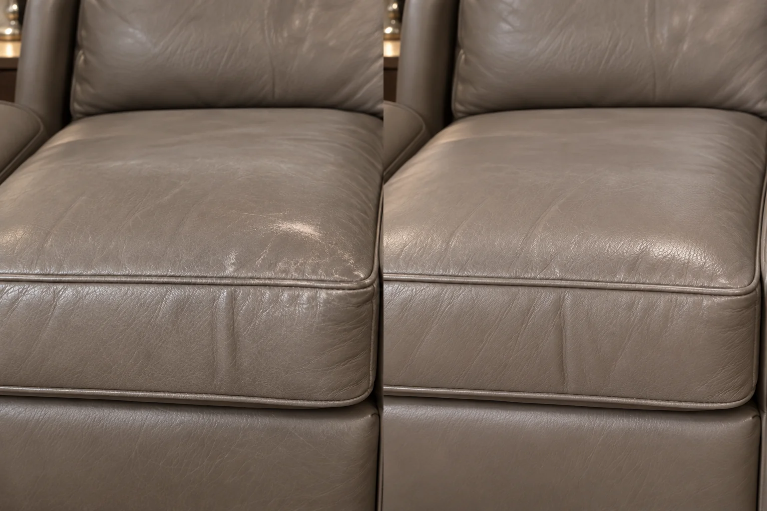 Scuffed grey seat before and after