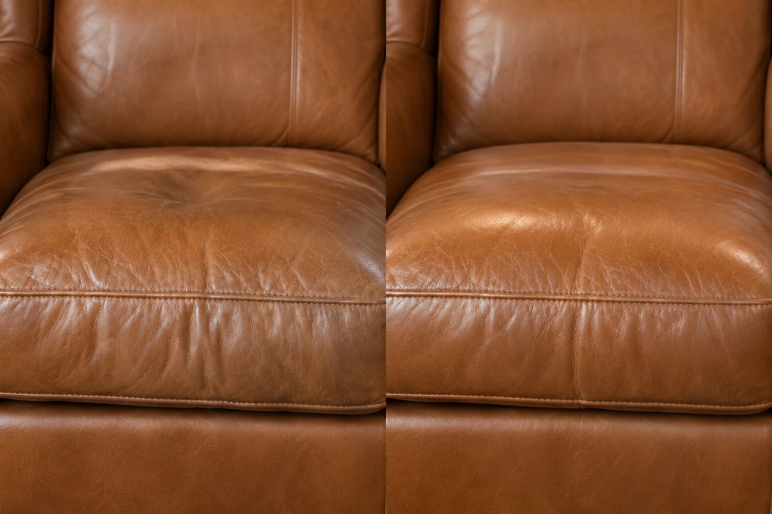 Sunken tan seat cushions before and after