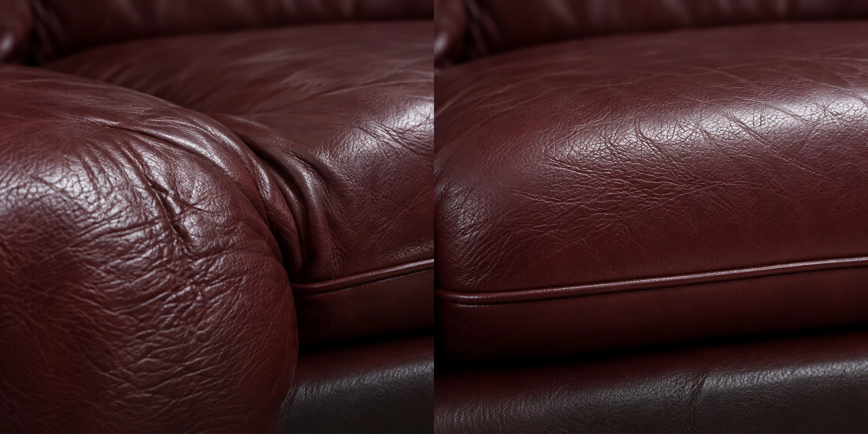 Burgundy cushion before and after