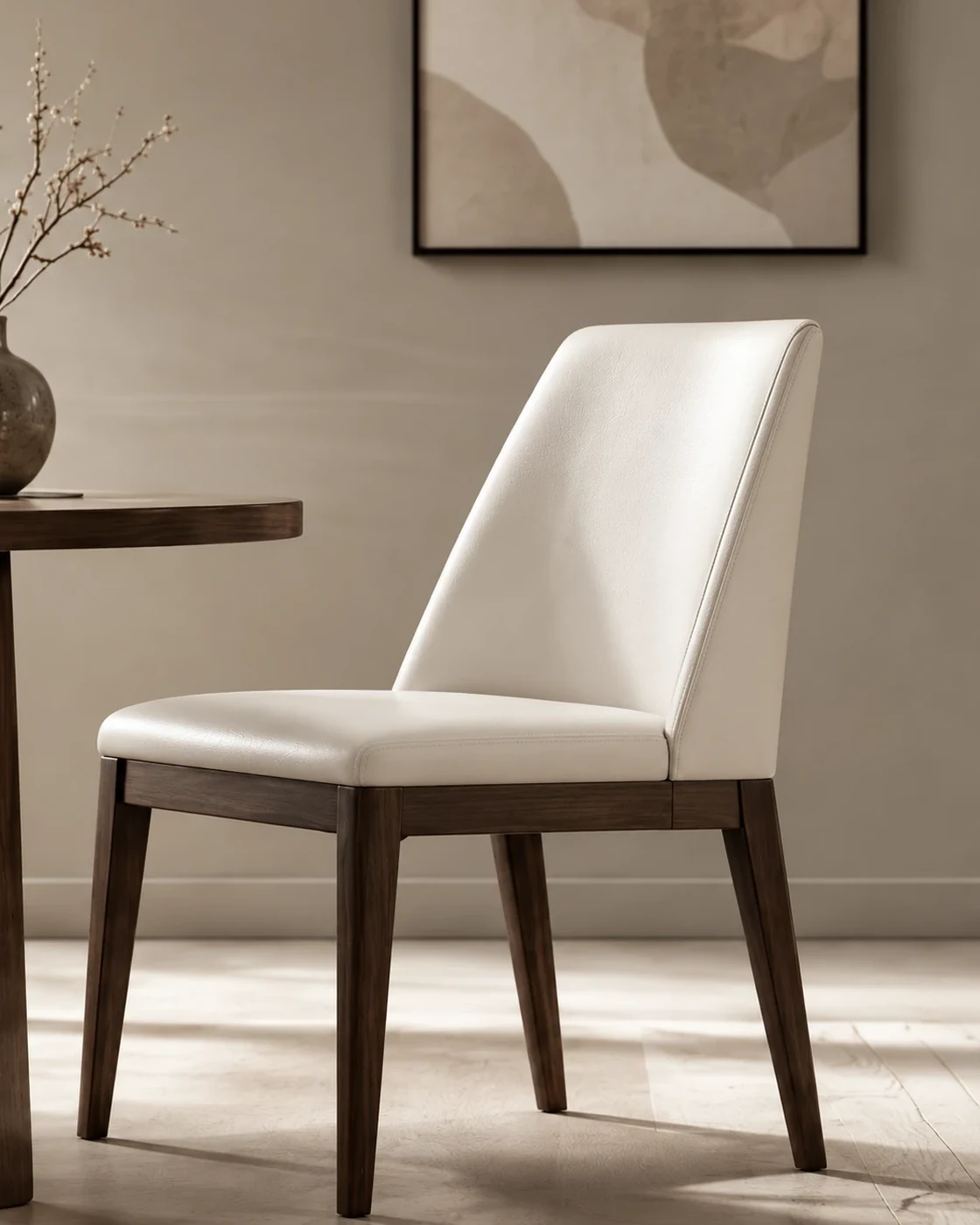 White leather dining chair