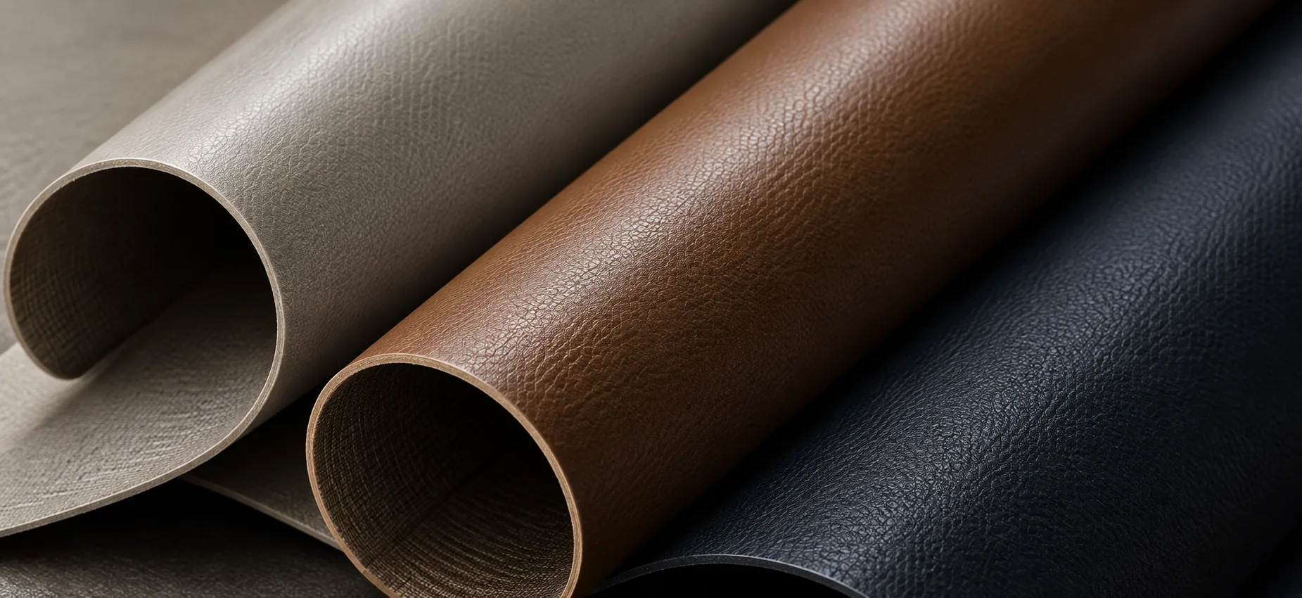 Leather rolls in greige, cognac and black