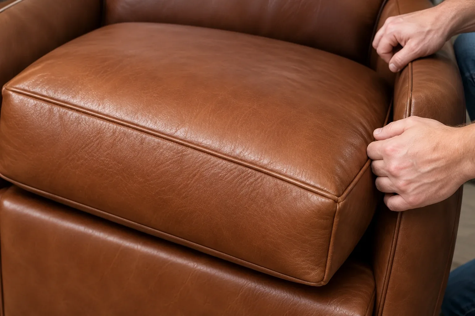 New panel fitted to a brown leather seat