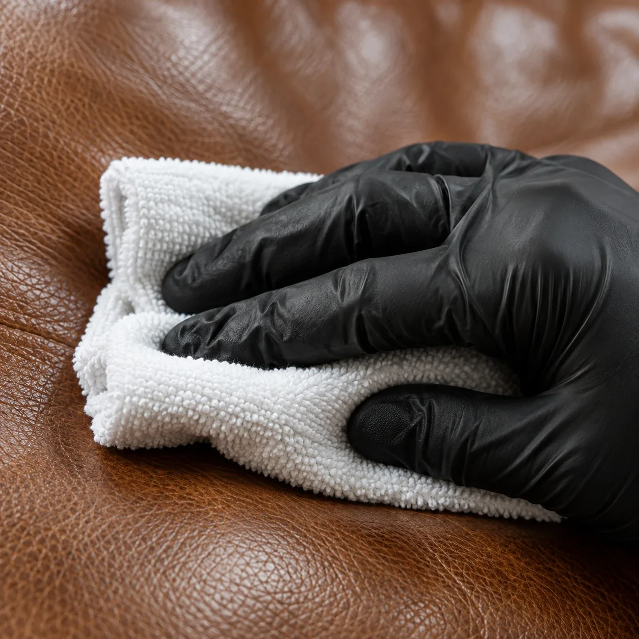 Protection applied to clean leather with a cloth