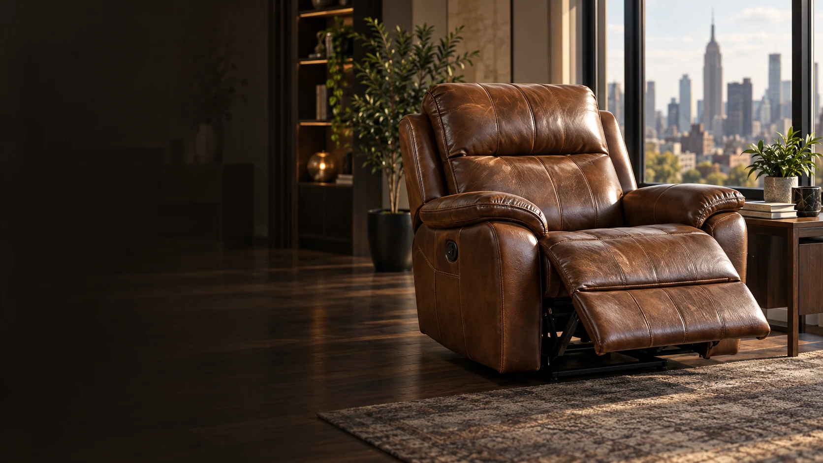 Leather recliner in a Manhattan apartment