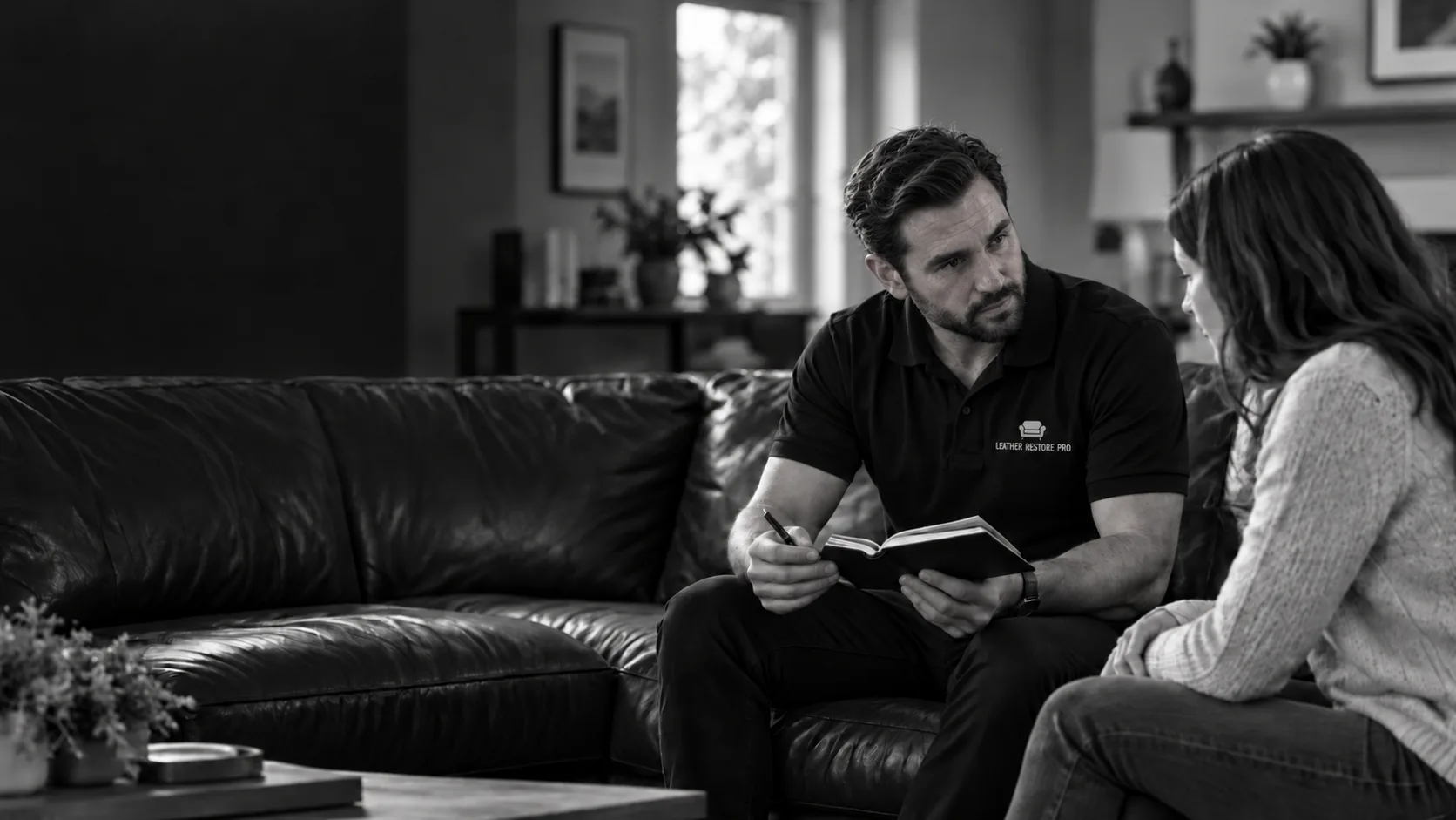 Specialist reviewing damage with a client