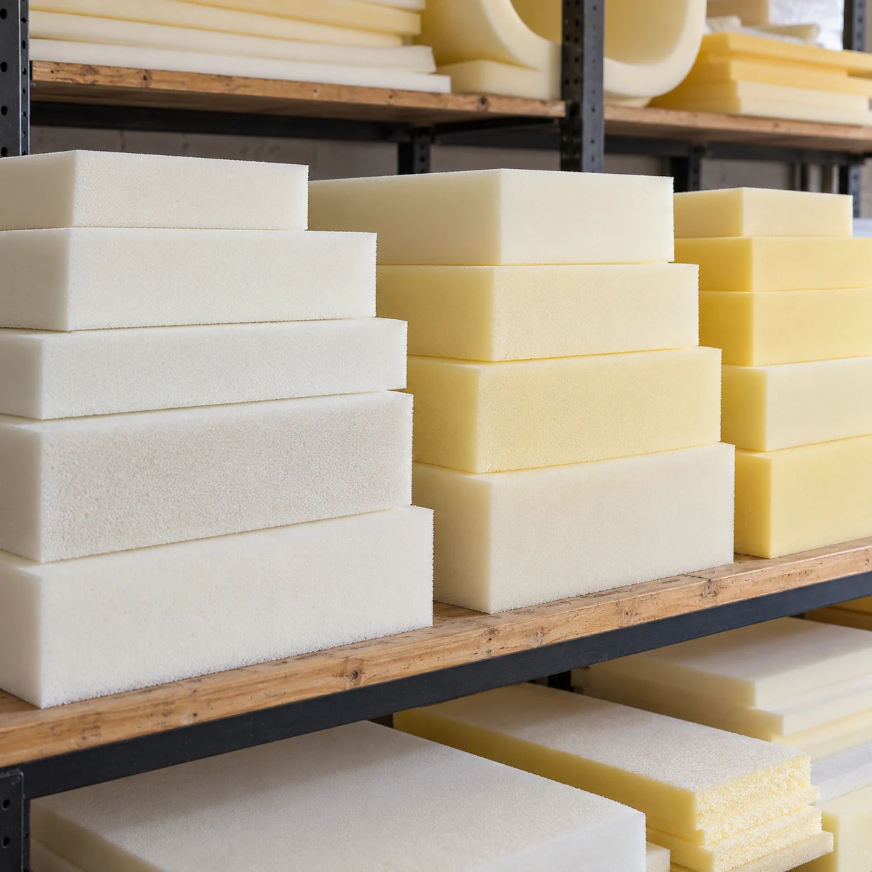 Foam blocks cut and stacked