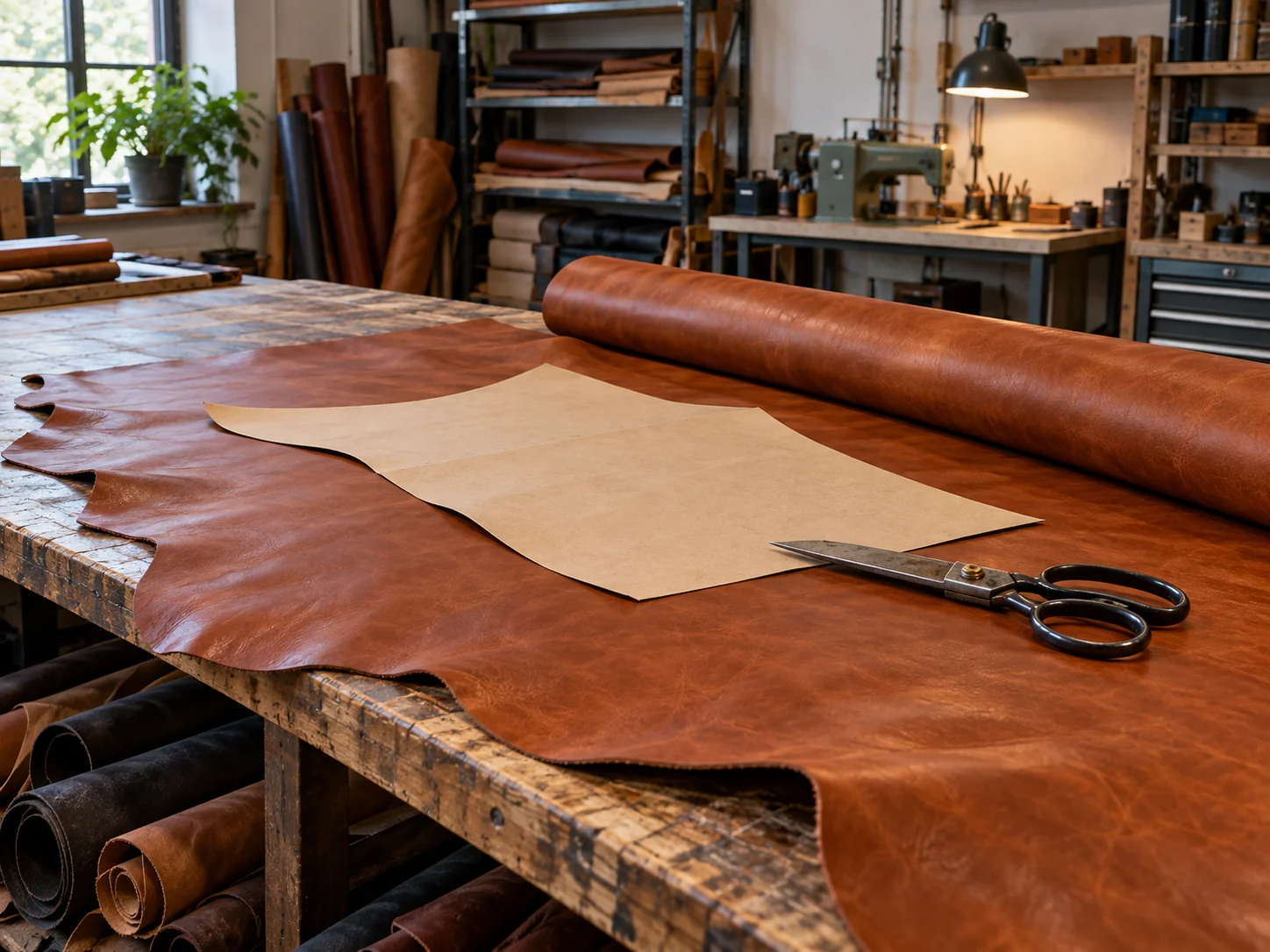 Pattern laid on a leather hide