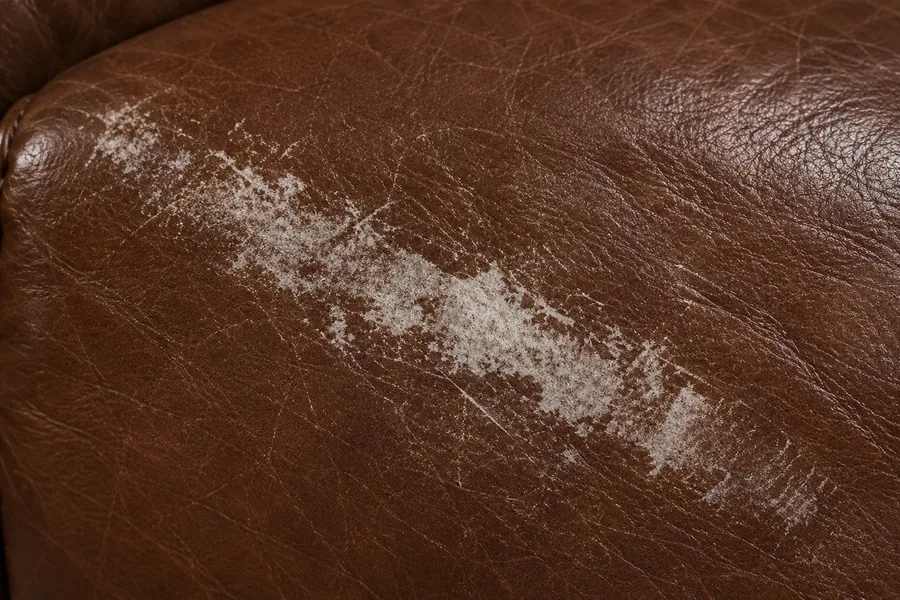 Scuffed leather with lost color