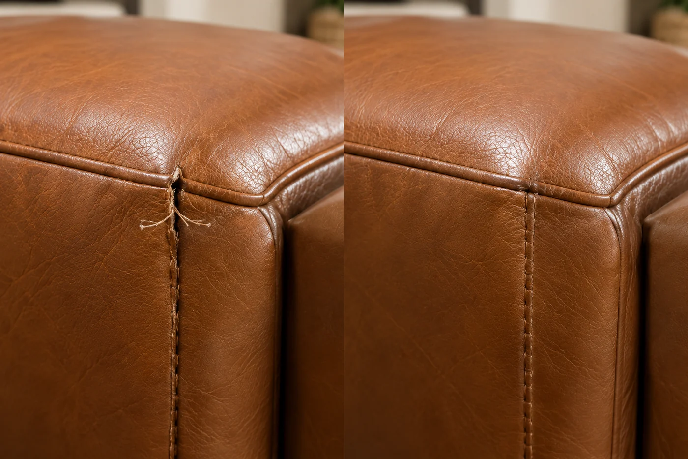 Caramel corner seam before and after