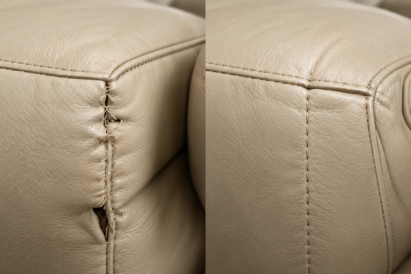 Ivory corner seam before and after