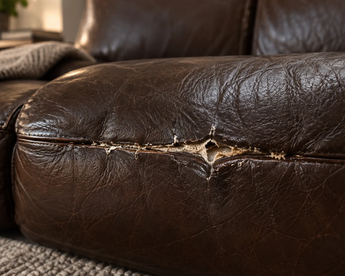 Earlier seam repair failing on dark leather