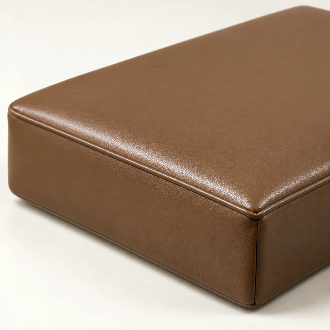 Crisp brown leather seat cushion