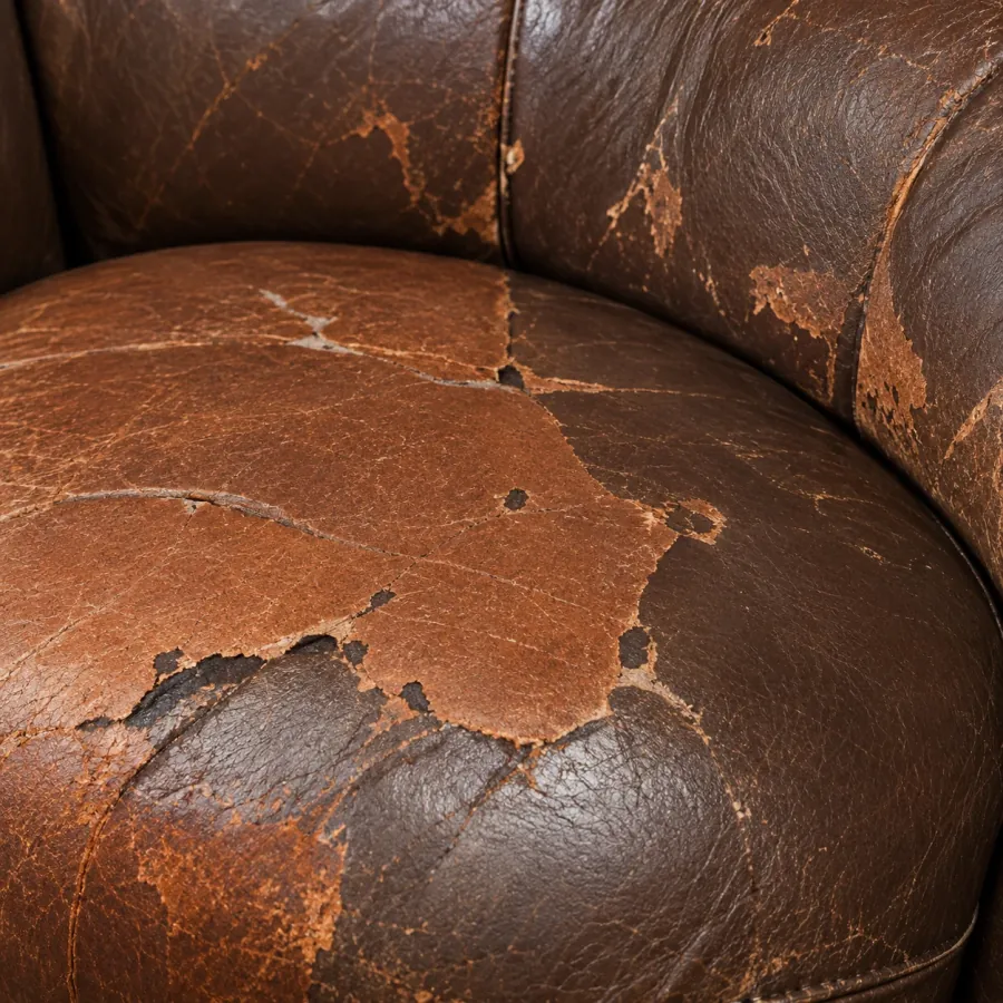 Severely peeling leather seat that is past restoration