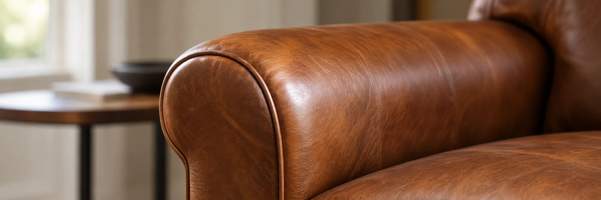 A recoloured leather sofa arm blended into the rest of the piece
