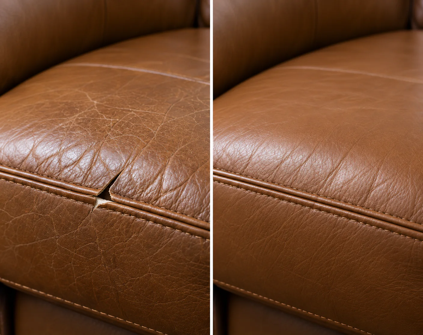 Cut near a caramel welt before and after
