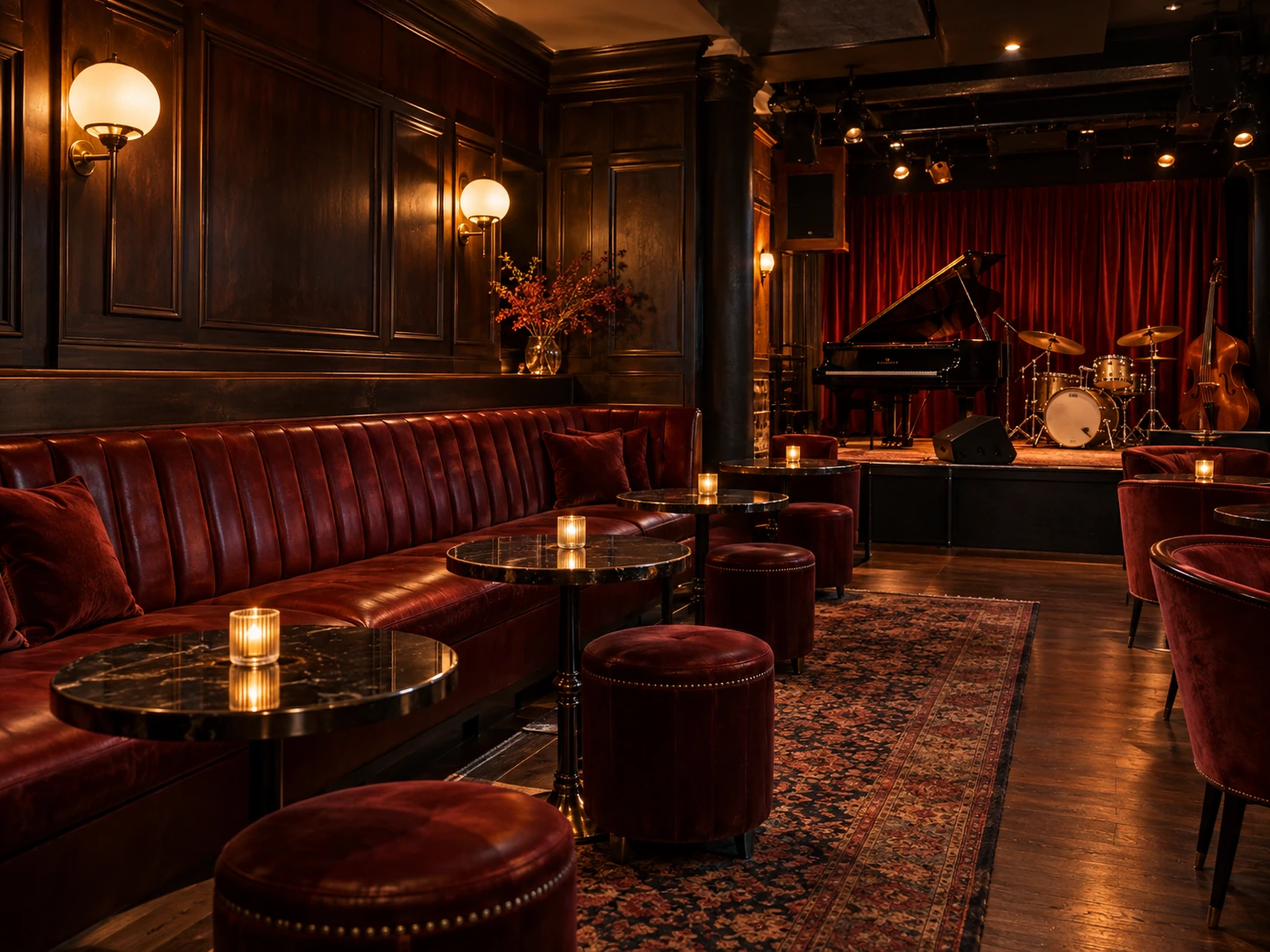 Lounge seating in a live music venue