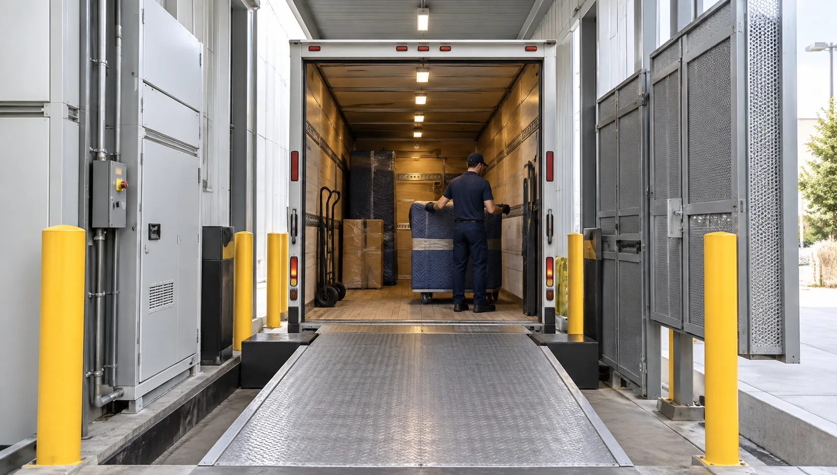 Loading dock and freight access used for property furniture pickup and delivery