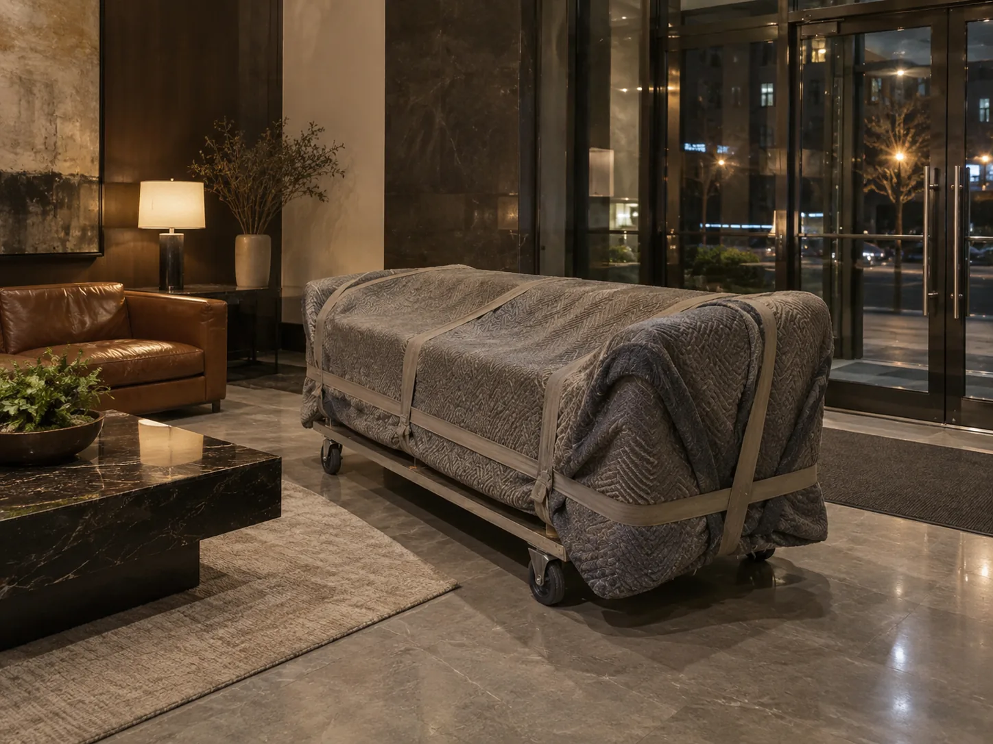Out after hours: The pieces to reupholster left after the evening rush, with the super’s sign-off