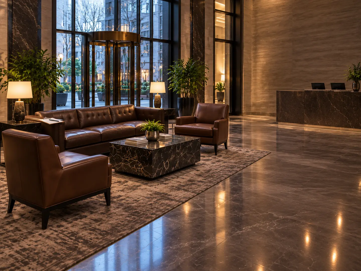 Clipboard on a lobby sofa during a walk-through