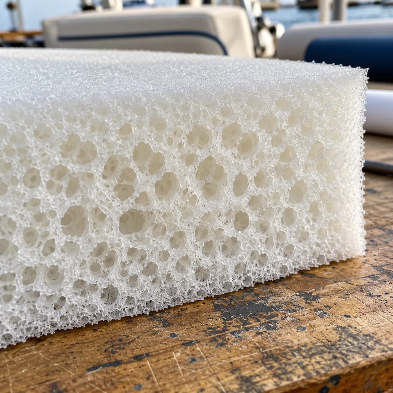Dry-fast foam cut open showing its open structure