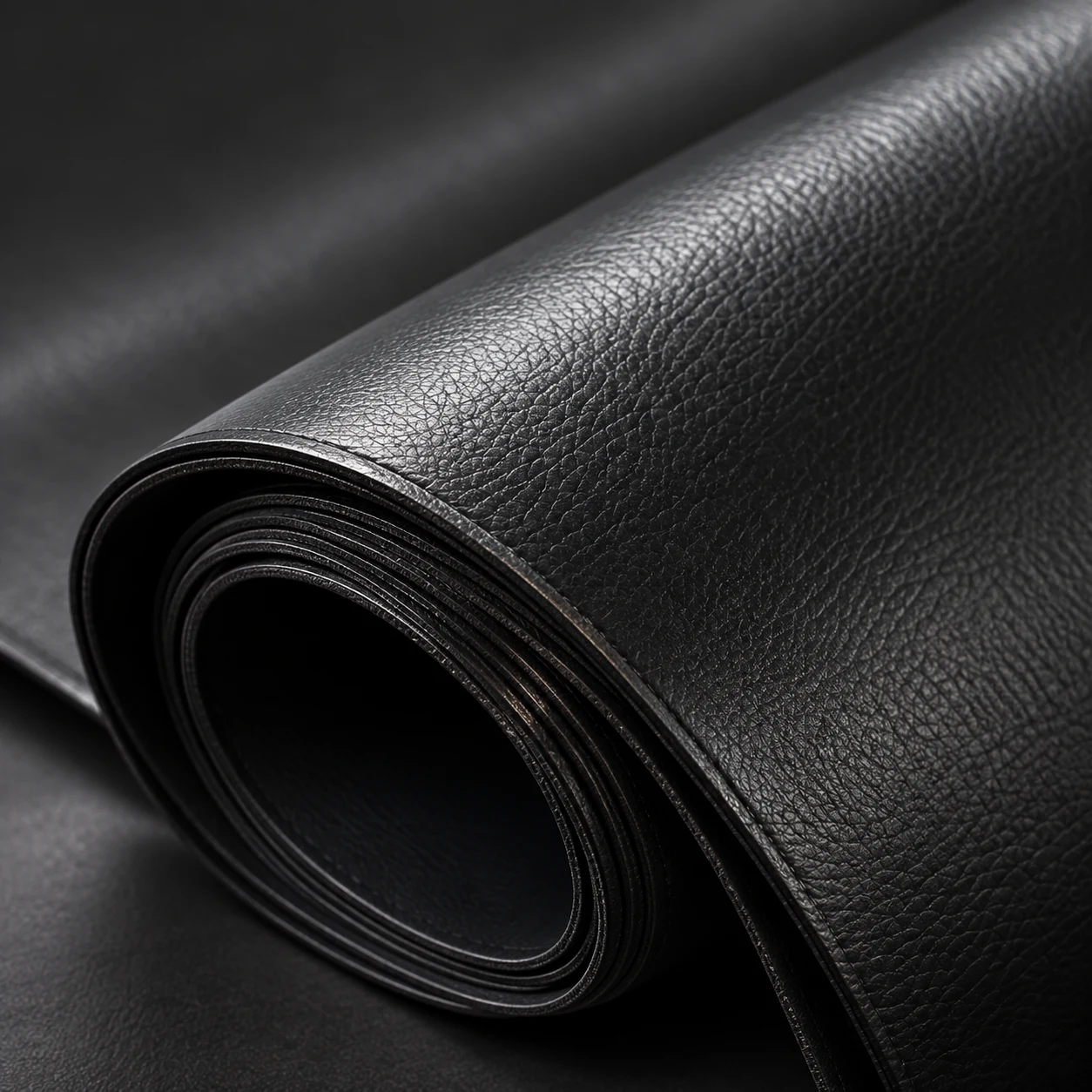 Roll of matte black commercial upholstery vinyl
