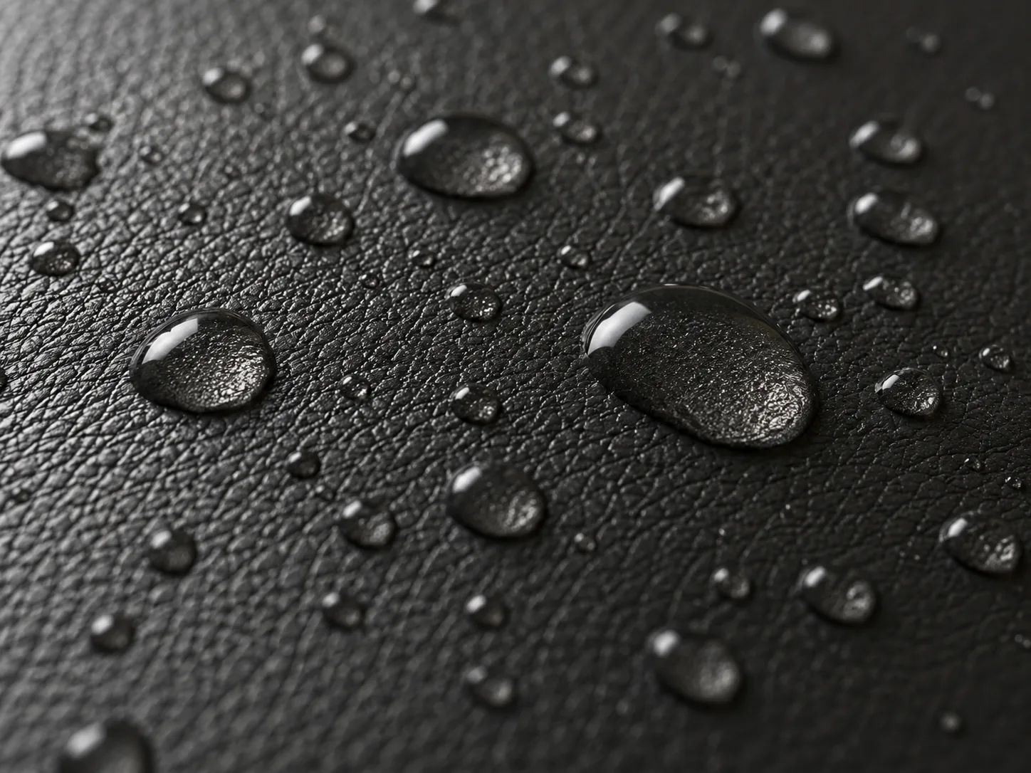 Water beading on black medical grade vinyl