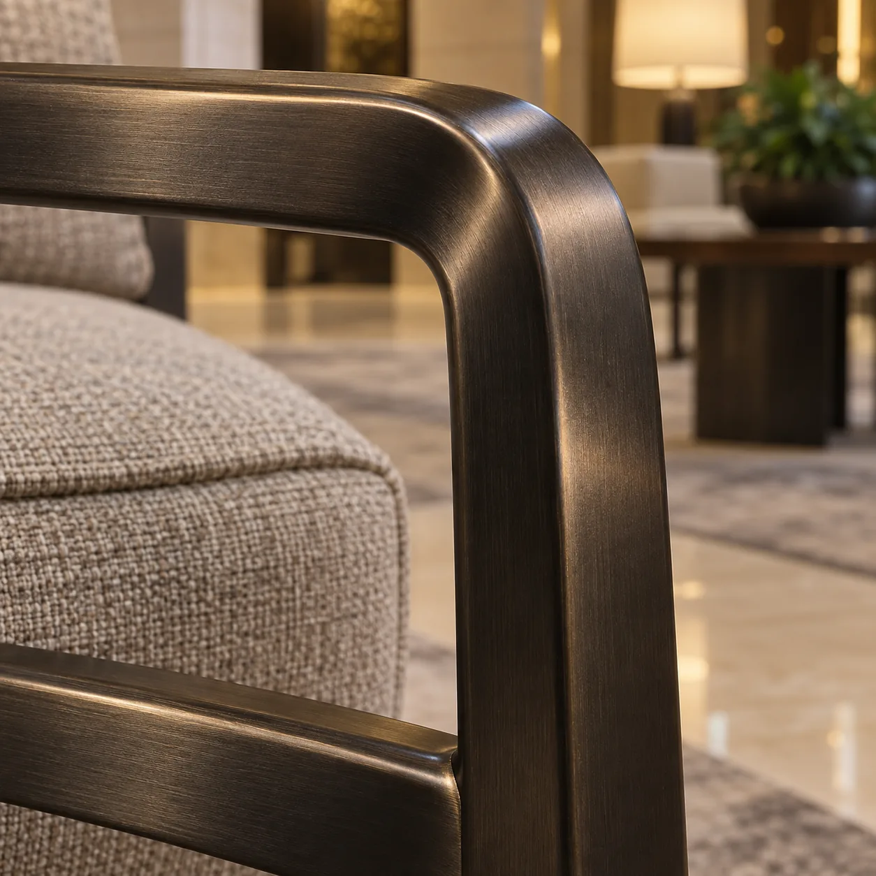 Worn finish on a metal chair frame