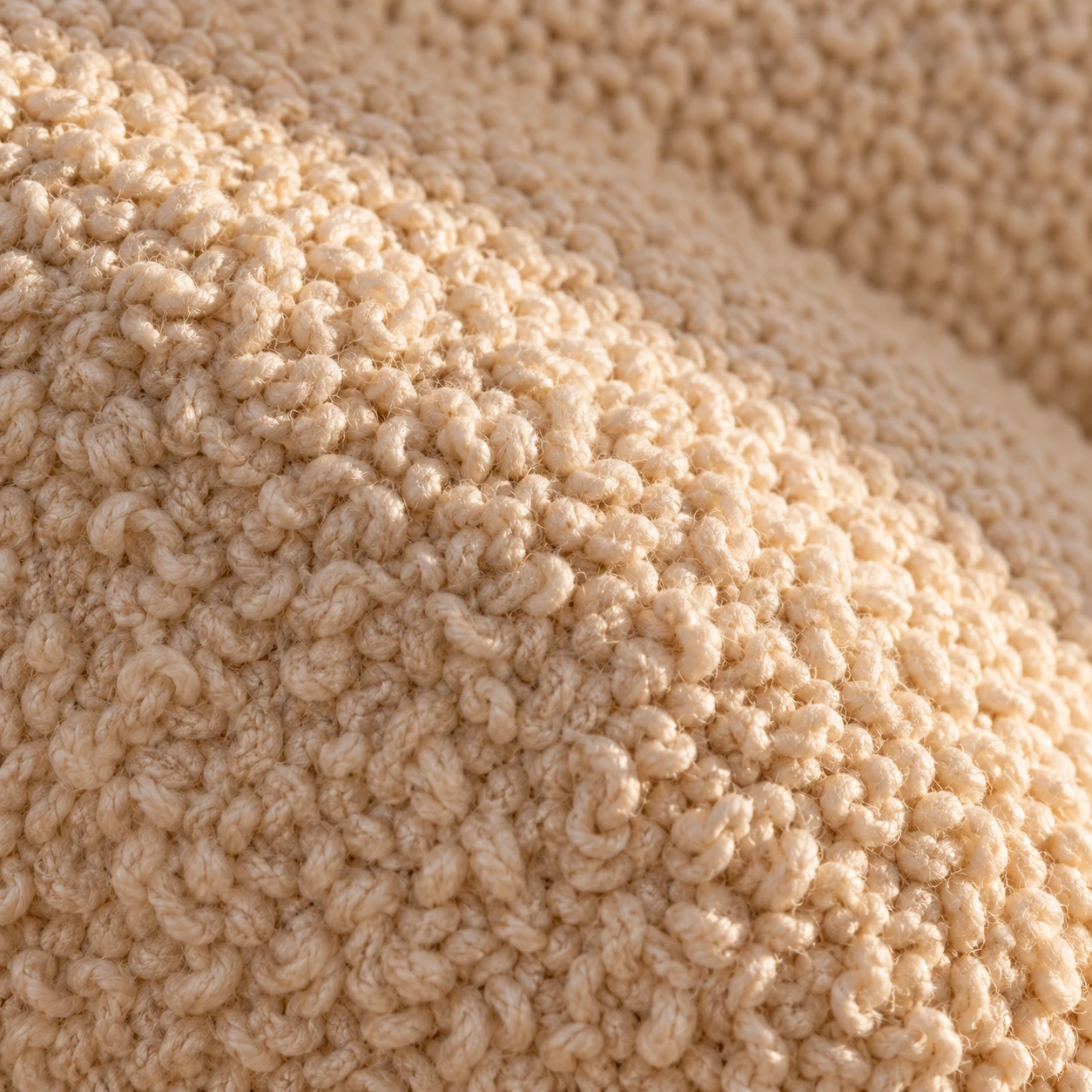 Macro of cream boucle loops