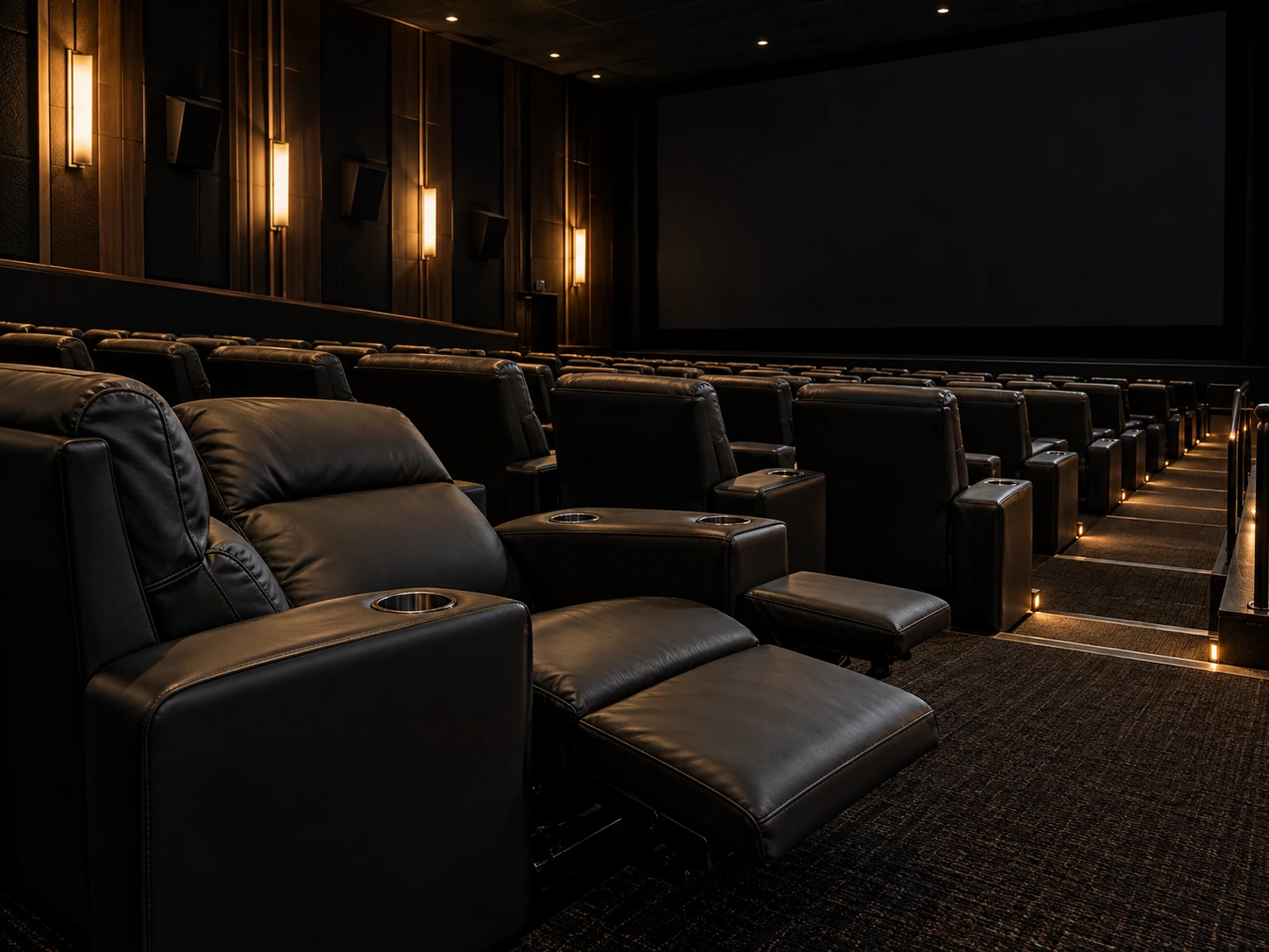 Recliner seating in a movie theater