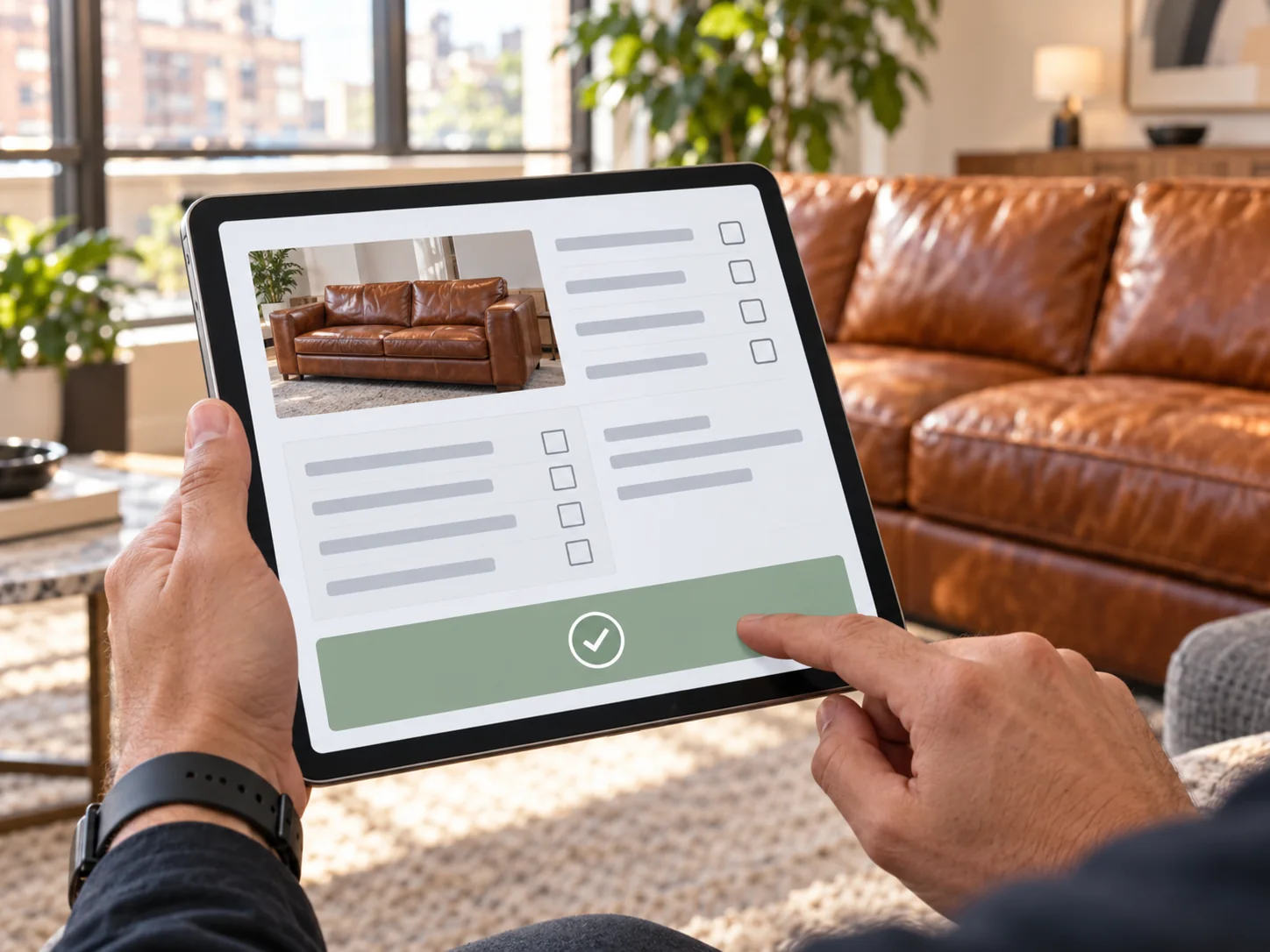 A repair authorization approved on a tablet