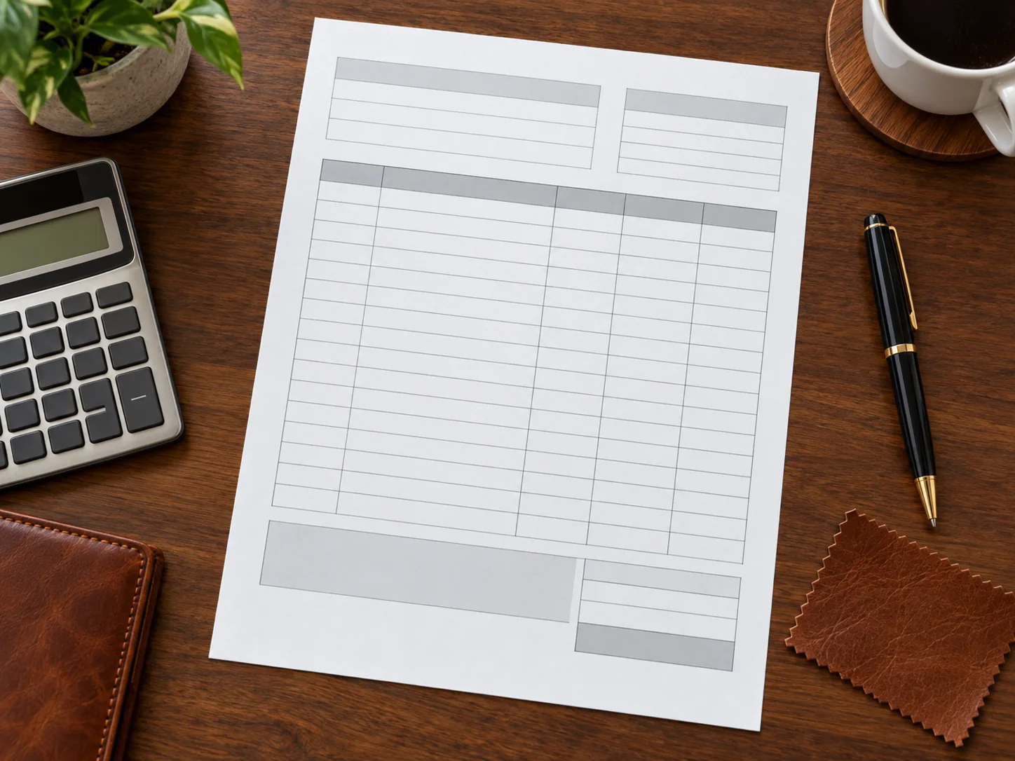 An itemized repair estimate sheet on a desk