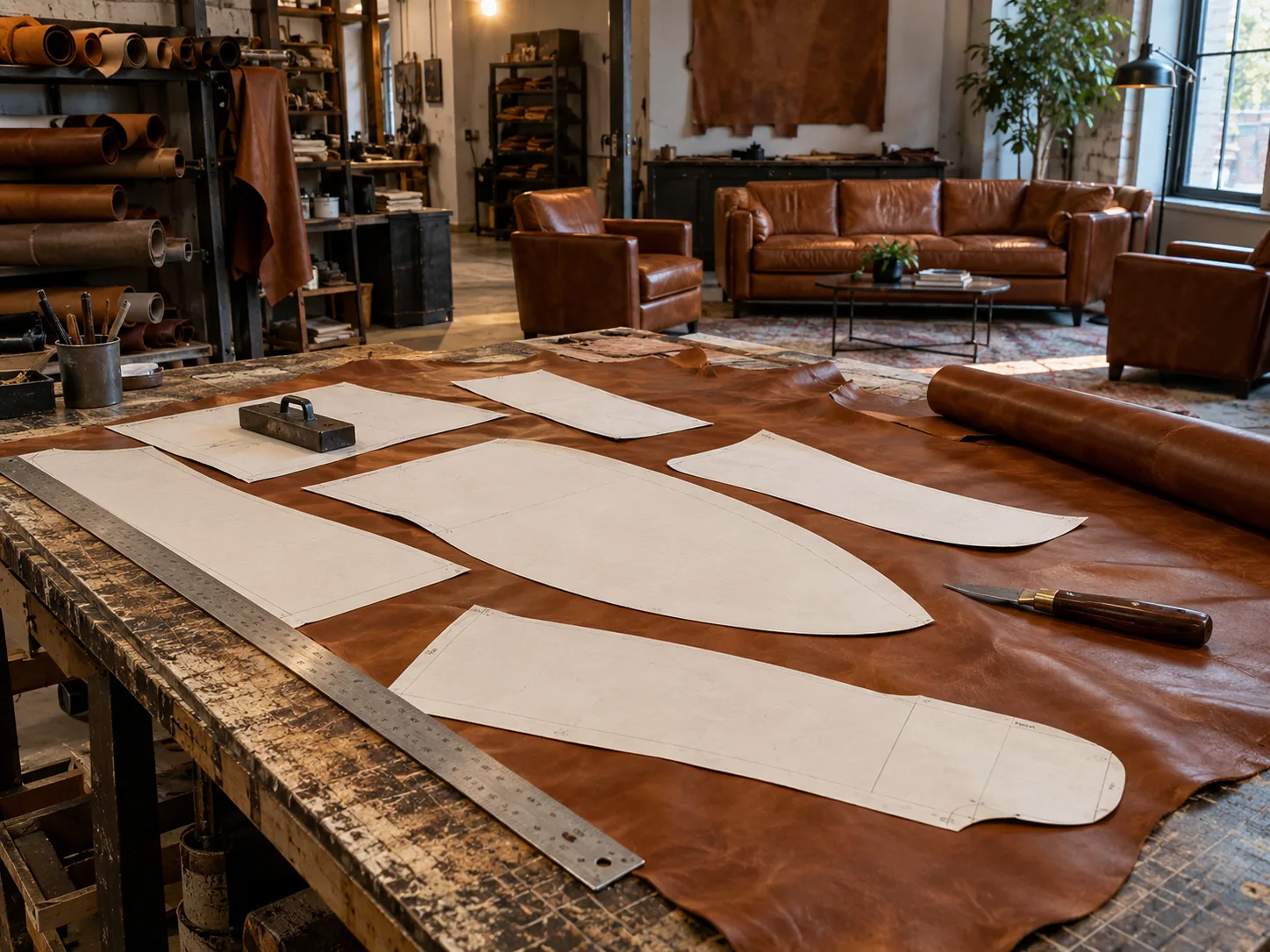 Cut and sew: New hides cut from the old panels as patterns, so the shape did not change