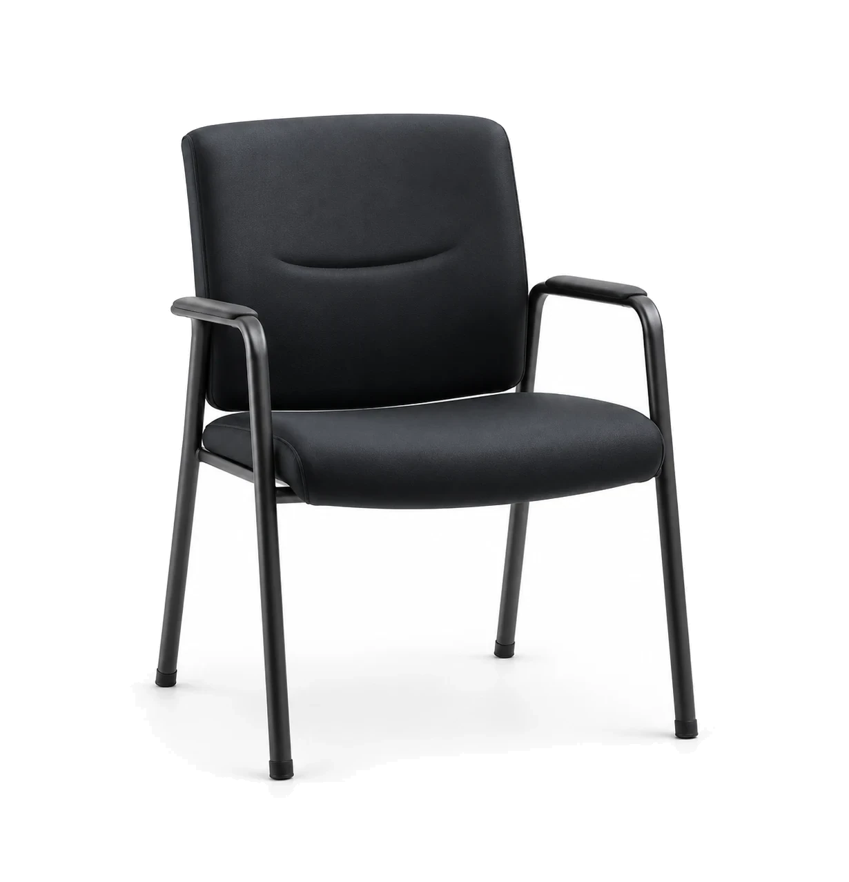 Black four-leg training room chair with no castors