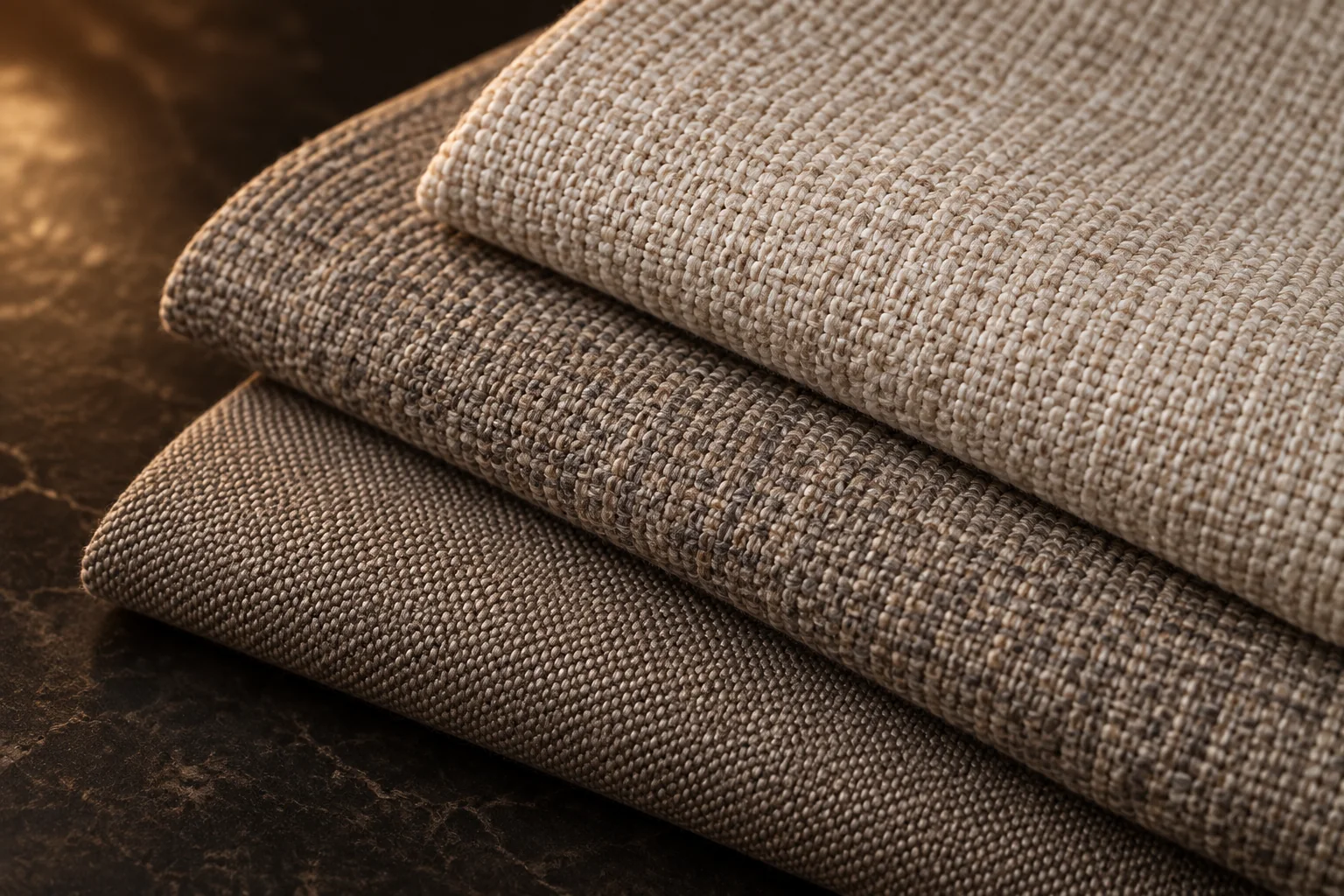 Folded performance upholstery fabric swatches