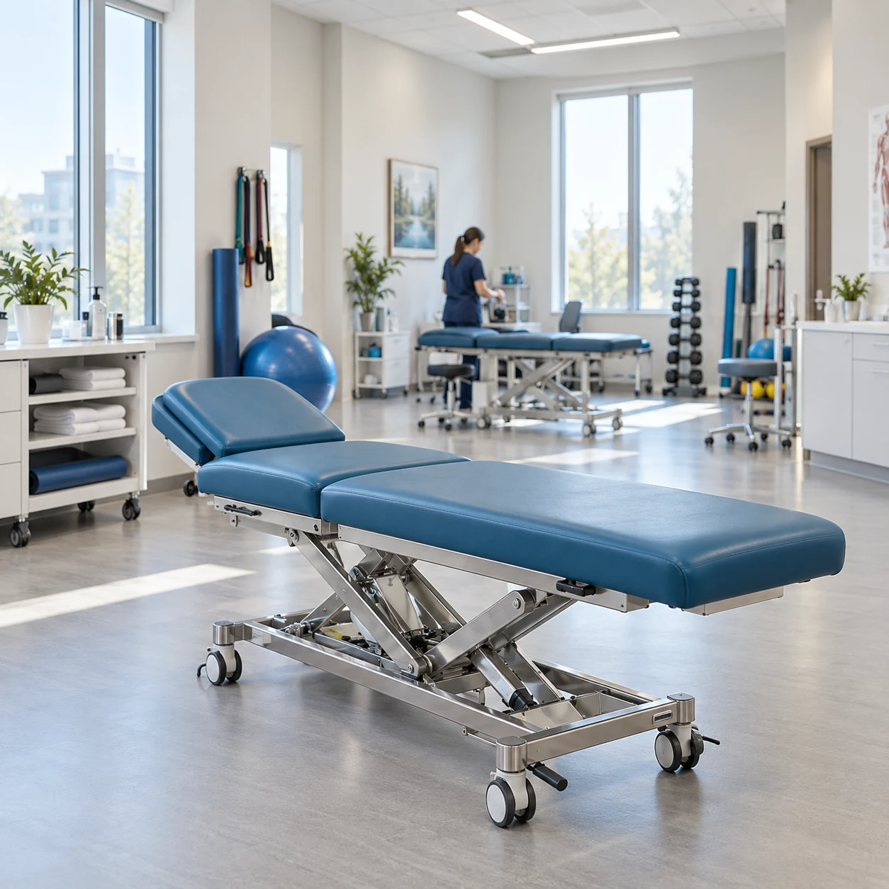 Physical therapy room with a recovered treatment table