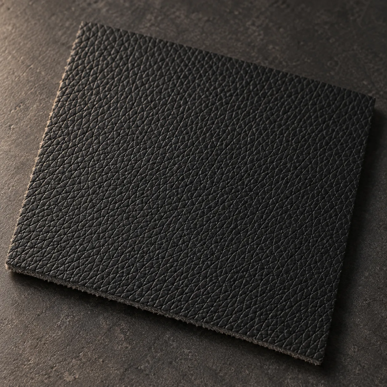 A swatch of black pigmented leather for an executive chair