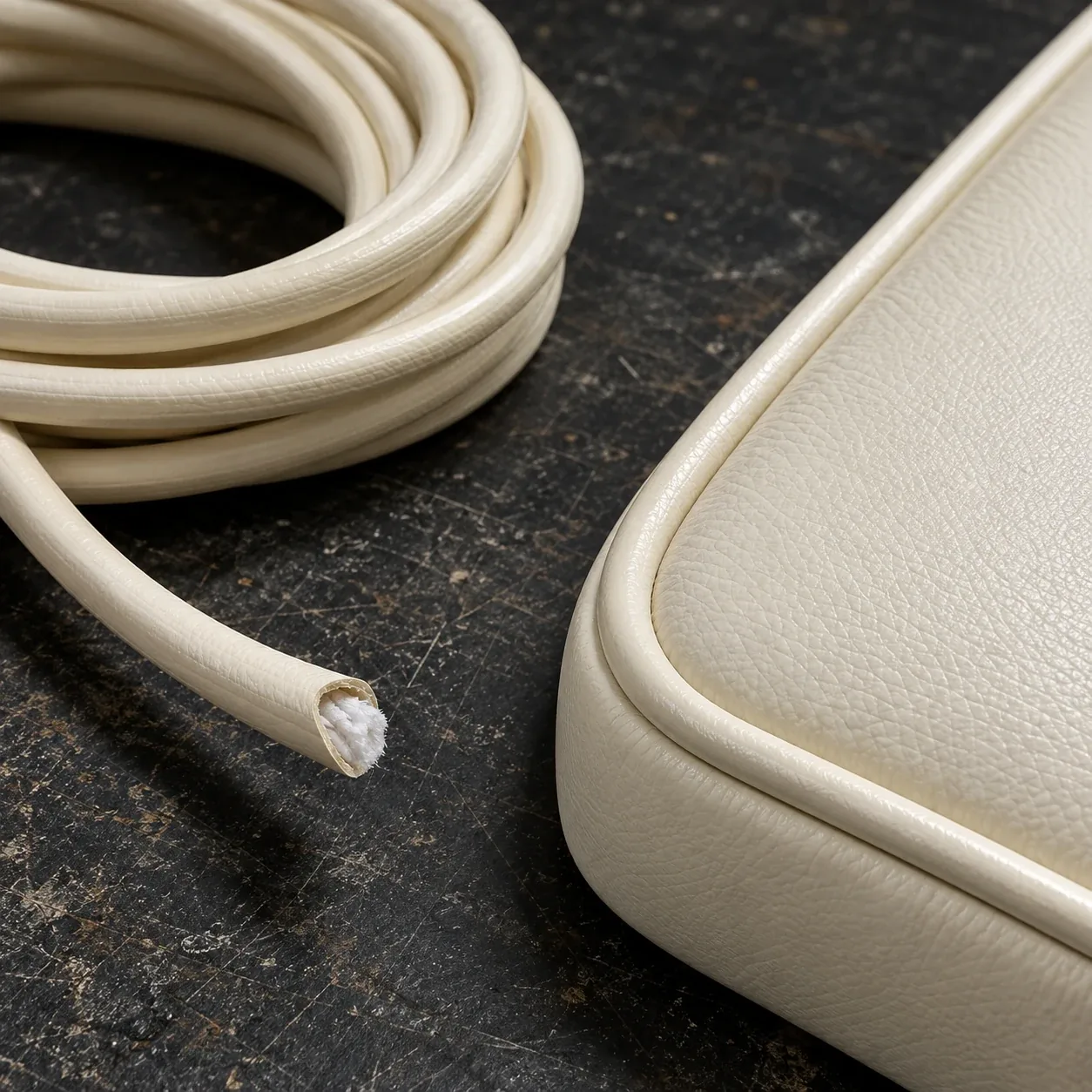 Welt cord beside a finished cushion edge